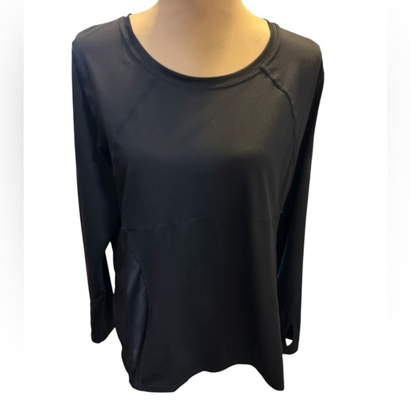 Lucy Women’s Black Long Sleeve Top with Thumb Holes and Reflectors. Size XL EUC. - Picture 1 of 13